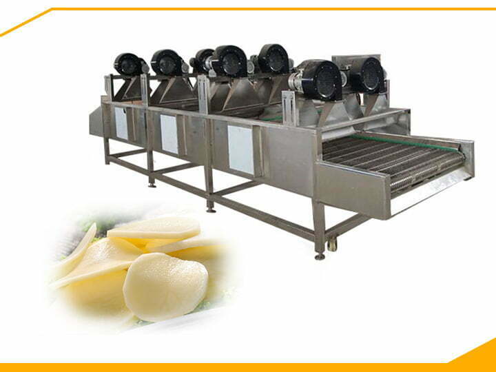 Air drying machine for drying potato chips and fries machine