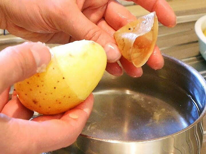 blanching to reove potato skins